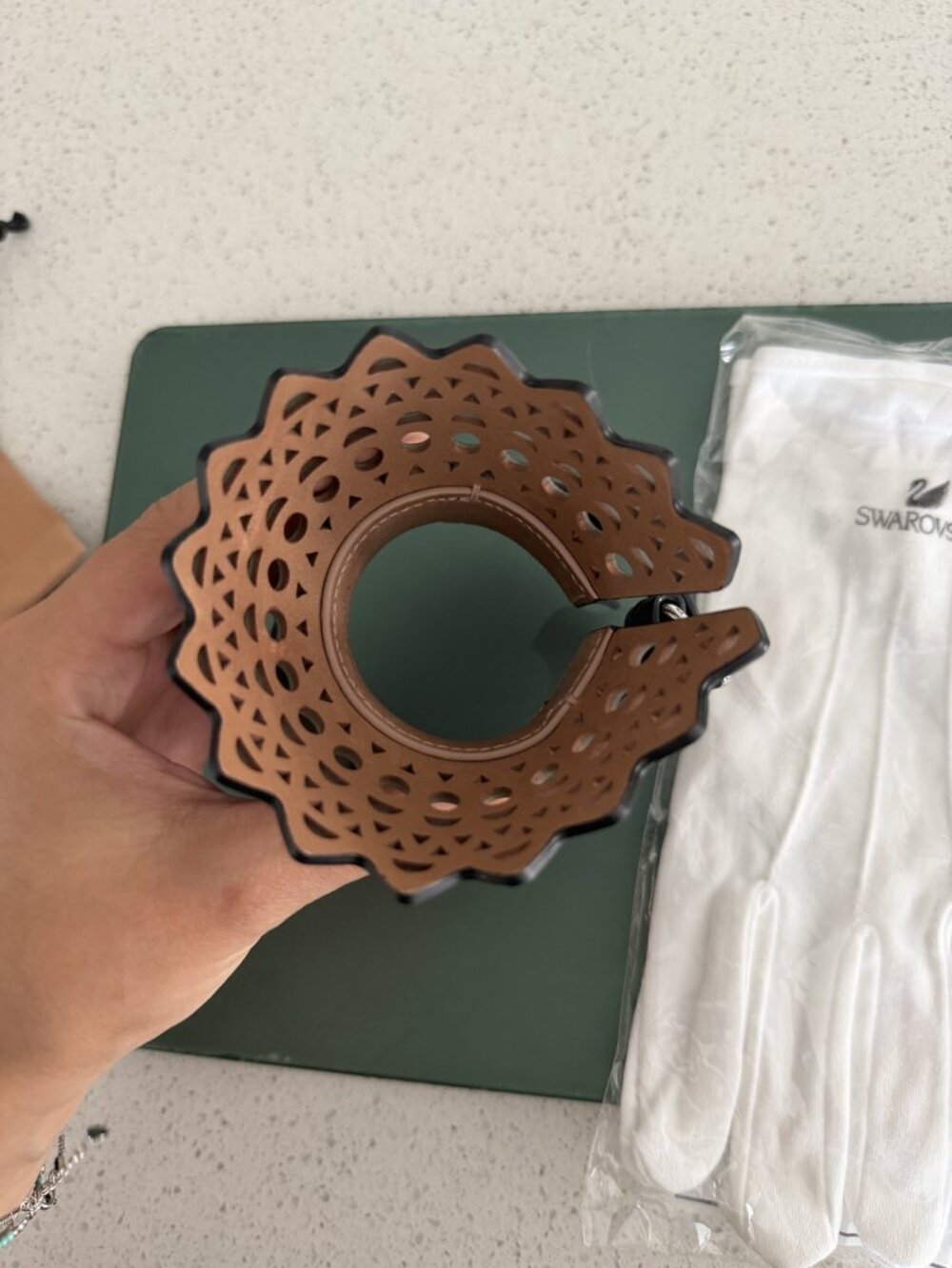Laser-Cut Leather Bracelet - Picture 2 of 3